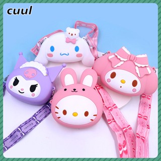 SANRIO กระเป๋าสตางค์ กระเป๋าสะพายไหล่ ซิลิกาเจล ลาย Hello Kitty Kulomi Melody แบบพกพา ใส่เหรียญได้ เหมาะกับของขวัญ สําหรับเด็กผู้หญิง