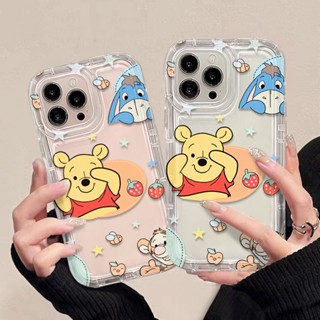 เคสโทรศัพท์มือถือ ซิลิโคนนุ่ม TPU ใส กันกระแทก ลายหมีน่ารัก สําหรับ IPhone 14 13 11 12 Pro XS Max X XR 7+ 8 Plus