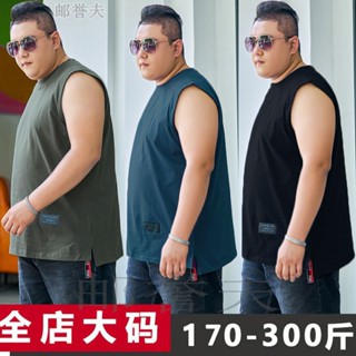 Oversized [5XL-8XL] Summer round-necked vest for mens 150kg extra-large loose-fitting sleeveless T-shirt for boys.