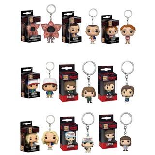 พวงกุญแจ จี้รูป Marvel Funko Stranger Things Barbara Eleven Piranha Dustin Steve Robin สําหรับแขวนกระเป๋านักเรียน