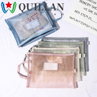 Quillan กระเป๋าโฟลเดอร์ ขนาด A4 มีซิป สีโปร่งใส สําหรับใส่เครื่องเขียน ของขวัญนักเรียน