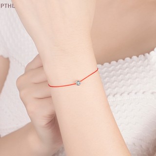 [PTHL] สร้อยข้อมือเชือก ประดับเพทาย สีแดง แฮนด์เมด ของขวัญสําหรับผู้หญิง PT