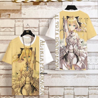 เสื้อยืดแขนสั้น ทรงหลวม พิมพ์ลาย Fate fgo My King Black Joan Of Arc Saber ขนาดใหญ่ สําหรับผู้ชาย