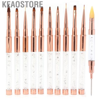 Keaostore Nail Art Brush  Rhinestone Handle Portable Pattern Design Painting Soft Nylon Hair for Home Salon