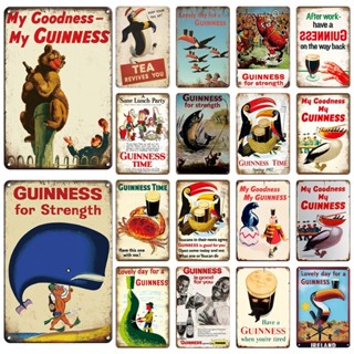 โปสเตอร์โลหะดีบุก ลาย Guinness สไตล์วินเทจ เรโทร สําหรับตกแต่งผนัง ร้านอาหาร คลับ เบียร์ ร้านเบียร์