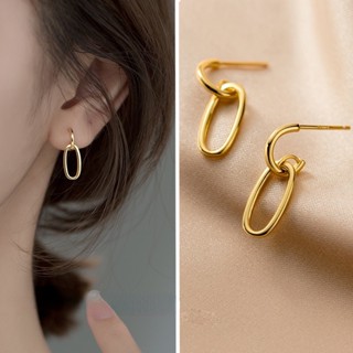 Hikaw ชุดเครื่องประดับ ต่างหูทองคํา 14k ทรงสี่เหลี่ยม สําหรับผู้หญิง