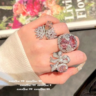 แหวนชุบทอง 18K ประดับเพทาย สีชมพูกุหลาบ