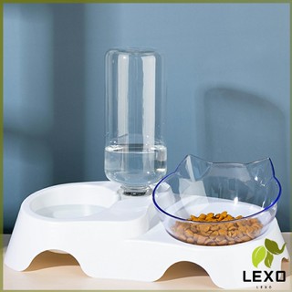 LEXO ชามอาหารน้องแมว รูปหน้าน้องแมวน่ารัก มาพร้อมที่ให้น้ำ Cat bowl