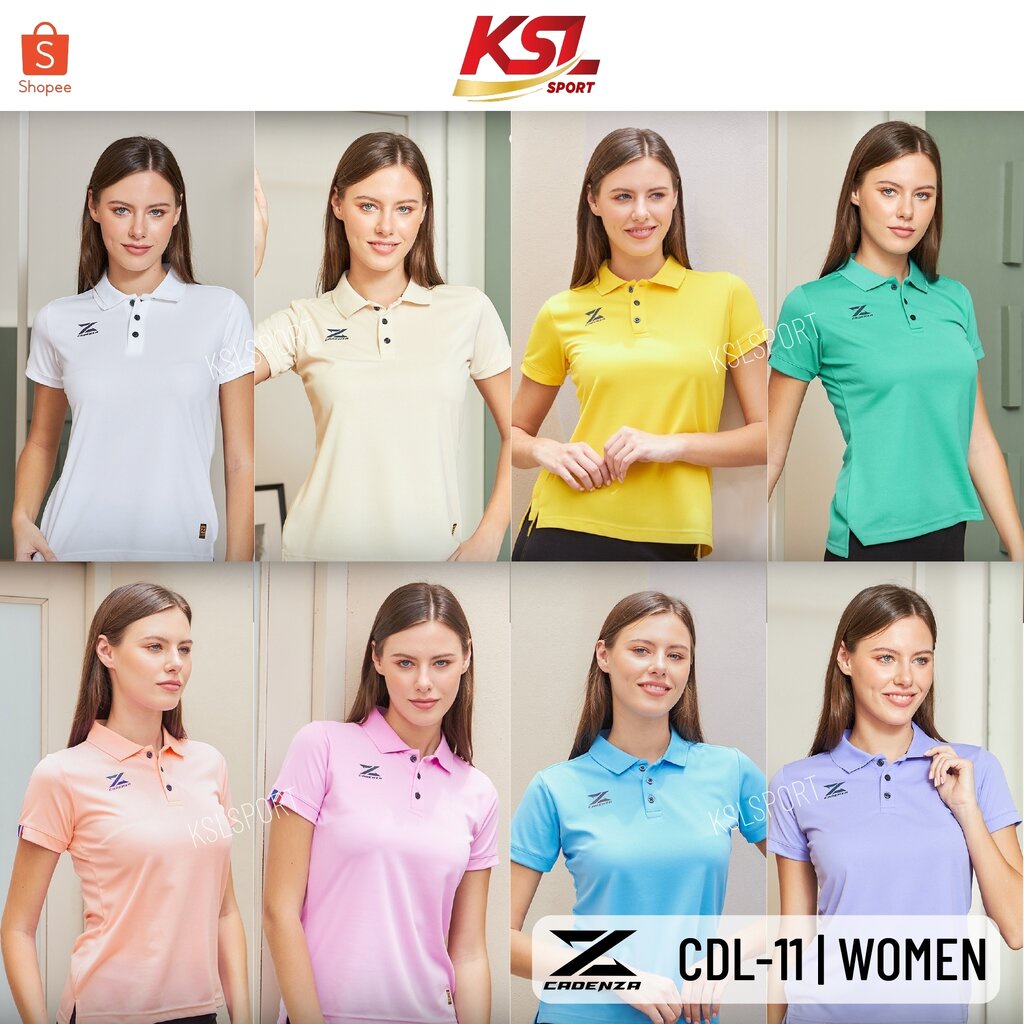 ใหม่ล่าสุด!! เสื้อโปโลผู้หญิงสีล้วน CADENZA (คาเดนซ่า) รุ่น CDL-11 WOMEN (CDL-11Y) สีขาว/เหลือง/ม่วง