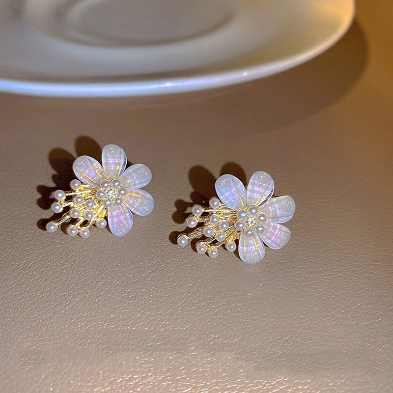 ต่างหู ประดับมุก ดอกไม้ สไตล์ใหม่ อินเทรนด์ ทันสมัย ไม่ซ้ําใคร ดีไซน์เฉพาะ ดูหรูหรา - รูปที่ 4