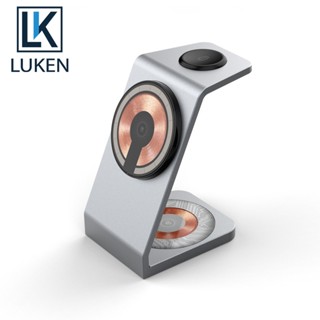 Luken 3IN1 ที่ชาร์จแม่เหล็กไร้สาย อัลลอย สําหรับ iPh 12 13 14 Pro Max Airp App Watch 8 7 6 5 4 3