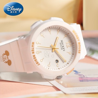 (($Most Popular $) Disney นาฬิกาข้อมือควอทซ์ กันน้ํา เรืองแสง ปฏิทิน ลายมิกกี้เมาส์ สําหรับผู้หญิง