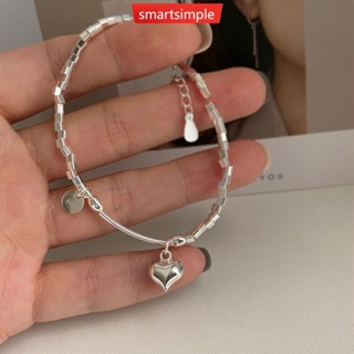 Smartsimple สร้อยข้อมือ ข้อศอก เงิน เรียบง่าย เครื่องประดับแฟชั่น ฤดูร้อน สําหรับผู้หญิง M4W9