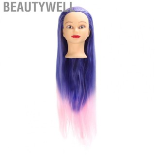 Beautywell Mannequin Head Doll High Temperature Synthetic Hair Blue Pink Gradient Color  Distribution Smoothly for Salon