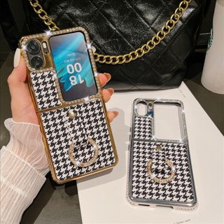 Oppo Find N2 Flip เคสฝาพับ Houndstooth Chidori ตาราง สี่มุม ป้องกันการตก ป้องกัน พับ แข็ง เคสป้องกัน