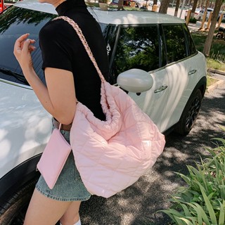 Carlyning Style Cozy Soft M Womens Bag Jennie Cos Cloud Bag กระเป๋าสะพายไหล่ ผ้าฝ้าย แบบนิ่ม ขนาดใหญ่ จุของได้เยอะ ลายก้อนเมฆ แฟชั่นสําหรับสตรี มี 8 สี