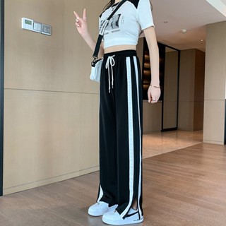 9749 Peacock diagonal new casual sports pants womens autumn pants trendy ins high street suit wide-leg pants