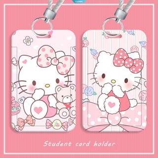 SANRIO พวงกุญแจ จี้การ์ตูน Hello Kitty Kawaii ID Card พร้อมสายคล้อง สําหรับนักเรียน [CAN]