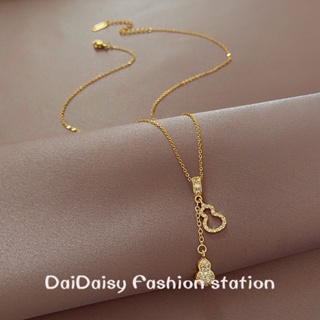 Daidaisy √♥ สร้อยคอโซ่ จี้น้ําเต้า ประดับเพชร หรูหรา สไตล์เรโทร สําหรับผู้หญิง 2023