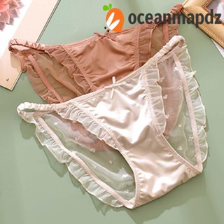 OCEANMAPDZ กางเกงชั้นใน ผ้าฝ้าย ไร้รอยต่อ แต่งลูกไม้ สีพื้น