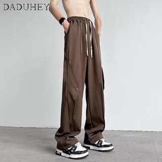 DaDuHey🔥 Mens 2023 Korean-Style Ice Silk High Street Draped Casual Pants Fashion Loose All-Match Elastic Waist Suit Pants