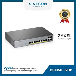 ZyXEL(ไซเซิล) เน็ตเวิร์กสวิตช์ รุ่น GS1350-12HP | 8-port Gigabit Smart Managed PoE Switch with Gigabit Uplink