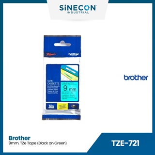 Brother บราเดอร์ TZE-721 เทปพิมพ์อักษร ดำ/เขียว แบบเคลือบพลาสติก TZE ขนาด 9mm. สำหรับเครื่องพิมพ์ฉลาก