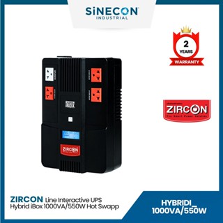 ZIRCON เครื่องสำรองไฟฟ้า Line Interactive UPS/ Hybrid Ibox/ 1000VA/550W/ Digital Display, Hot Swapp. (Tower type)