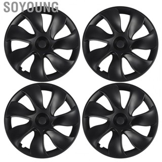 Soyoung Wheel Hub Cap  Hubcaps Comprehensive Protection Black Sturdy for Model Y 2020 To 2023