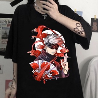 ป่าสะดวกสบาย แนวโน้ม ✜▨▫เสื้อยืดแขนสั้นลําลอง พิมพ์ลาย Gojo Satoru Jujutsu Kaisen สําหรับผู้ชาย และผู้หญิงเสื้อยืดคอตตอน