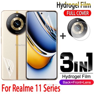 3in1 ฟิล์มไฮโดรเจลนิ่ม ป้องกันเลนส์กล้อง หน้า หลัง สําหรับ Realme11 Realme 11 10 Pro Plus Pro+ 11Pro+ 4G 5G