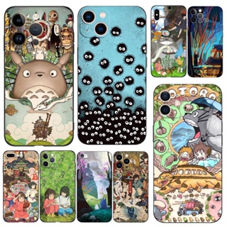 เคสโทรศัพท์มือถือ ซิลิโคนนิ่ม tpu ลายการ์ตูนญี่ปุ่น Totoro Chihiro San สีดํา สําหรับ iphone X XR XS max