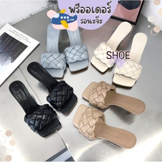 รองเท้าส้นสูง 35-41 เปิดเท้า มี ไซด์ใหญ่ big size หนังนิ่ม แบบสาน รองเท้าผู้หญิง preorder BB166