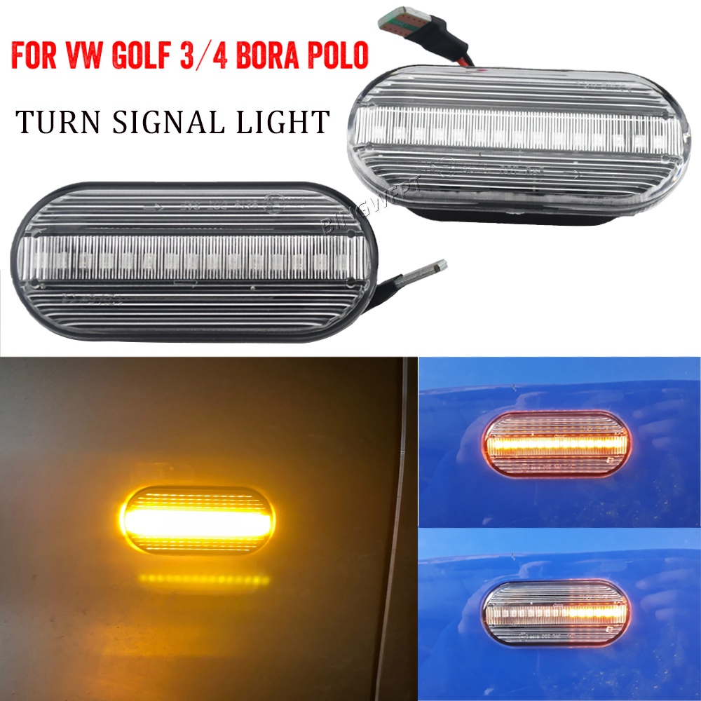 2PCS แบบไดนามิกด้านข้างไฟเลี้ยวด้านข้างสําหรับที่นั่ง Leon Ibiza 6L Ford Focus MK2 VW Golf 3 4 Lupo Passat Polo 6N 9N Bora