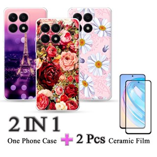 2 IN 1 เคสเซรามิค พิมพ์ลาย สองชิ้น สําหรับ Honor X8A