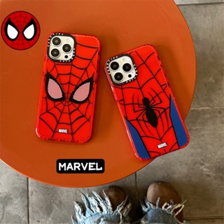 Casetifg เคสโทรศัพท์ซิลิโคน TPU แข็ง ขอบสี่เหลี่ยม กันกระแทก ลาย Marvel Spider Man พร้อมกล่อง สําหรับ iPhone 11 12 13 14 Pro Max