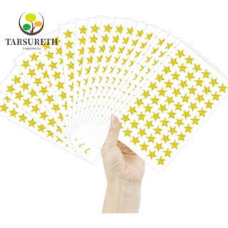 TARSURETH สติกเกอร์ฟอยล์ รูปดาว ขนาดเล็ก มีกาวในตัว สีทอง สําหรับติดตกแต่งสํานักงาน