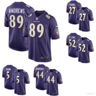 เสื้อกีฬาแขนสั้น ลายทีมชาติฟุตบอล NP2 Baltimore Ravens NFL Andrews Brown Humphrey Lewis Dobbins Legend Jersey ทรงหลวม สําหรับผู้ชาย และผู้หญิง PN2