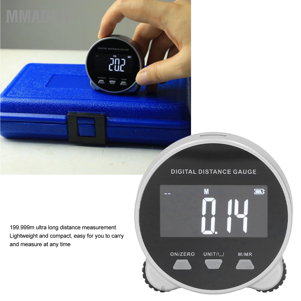 MMADAR ตลับเมตรดิจิทัล อิเล็กทรอนิกส์ หน้าจอ LCD ความแม่นยําสูง แบบชาร์จไฟได้ 199.999m เซมิคอนดักเตอร์ไมโครโปรเซสเซอร์ไม้บรรทัดกลิ้งอิเล็กทรอนิกส์สำหรับการวัด