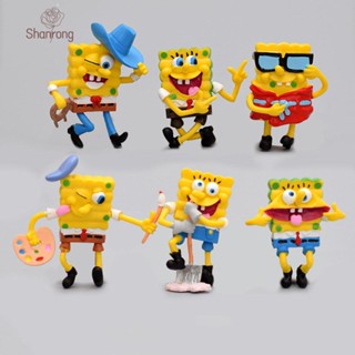 ตุ๊กตาฟิกเกอร์ SpongeBob ของเล่นสําหรับเด็ก 6 ชิ้น ต่อชุด