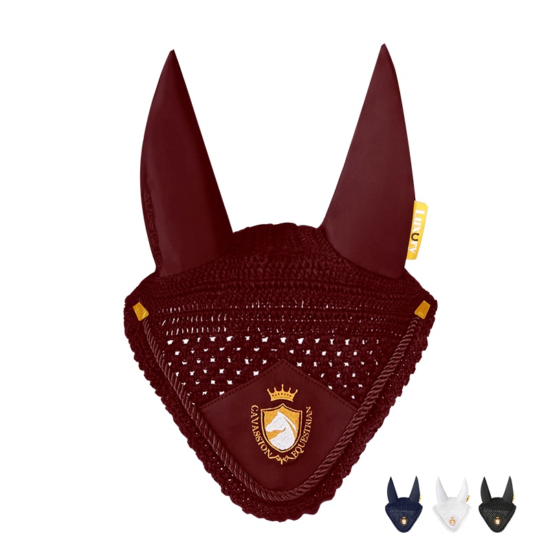 Cavassion คุณภาพสูง Navy Horse Ear Cover embrodery สีขาว Horse Ear Take care หน้ากากสีดําอุปกรณ์ขี่ม้า8216068