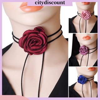 &lt;citydiscount&gt; สร้อยคอโช้กเกอร์ ลายดอกไม้ สีพื้น ปรับได้ สไตล์เรโทร สําหรับผู้หญิง