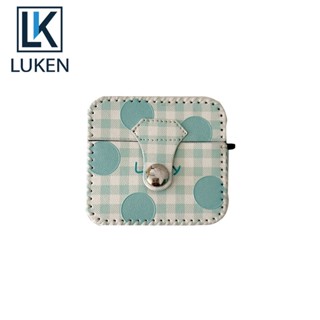 Luken เคสหูฟังหนัง กันหาย ลายตาราง สีม่วง สําหรับ Airpods Pro 3 2