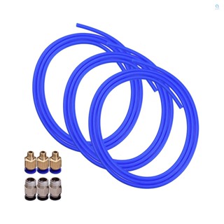 ท่อนิวเมติก PTFE สีฟ้า 1 เมตร 3 ชิ้น และข้อต่อนิวเมติก PC4-M6 3 ชิ้น และข้อต่อเชื่อมต่อ PC4-01 3 ชิ้น สําหรับเส้นพลาสติก 1.75 มม. เครื่องพิมพ์ 3D [A]