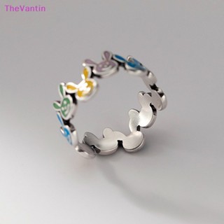 Thevantin แหวนเงินสเตอร์ลิง 925 รูปกระต่าย หลากสี เครื่องประดับแฮนด์เมด สไตล์เรโทร สําหรับผู้หญิง