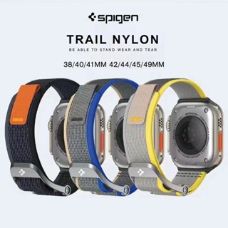 Spigen สายนาฬิกาข้อมือไนล่อน หัวเข็มขัดโลหะ สําหรับ Apple Watch Ultra 49 มม. Series 8 7 6 5 4 3 2 1 SE (44 มม. 42 มม. 45 มม. 40 มม. 41 มม. 38 มม.)