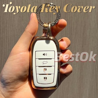 เคสกุญแจรถยนต์ TPU 3 ปุ่ม พร้อมพวงกุญแจ สําหรับ Toyota Fortuner Revo Altis Camry Yaris Vios Toyota All New Fortuner 2022 Fortuner GR Legender Sigma4 Camry 2022