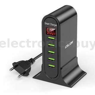 Uslion 4A 5-Port USB Charger 5USB-A อะแดปเตอร์แท่นชาร์จ แบบตั้งโต๊ะ ชาร์จเร็ว ปลั๊ก EU US