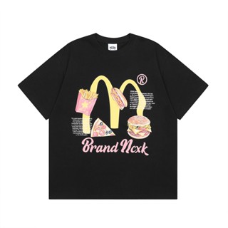 เสื้อยืดแขนสั้นลําลอง ทรงหลวม พิมพ์ลาย McDonalds สไตล์ฮิปฮอป สตรีท แบบดั้งเดิม สําหรับผู้ชาย และผู้หญิง