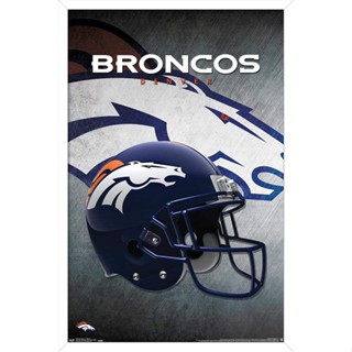 โปสเตอร์หมวกกันน็อค Nfl Denver Broncos สีขาว สําหรับติดผนัง